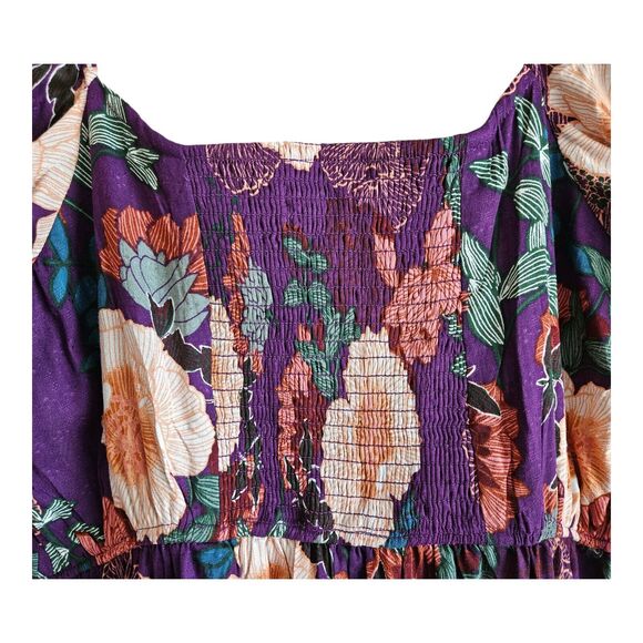 NWT Band of the Free Aimee Purple Floral Puff Sleeve Mini Dress - Picture 9 of 10